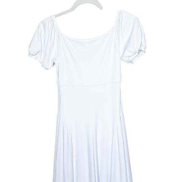 Susana Monaco Sugar White Puff Sleeve Shoulder High Low Wedding Midi Dress Small - Picture 7 of 9